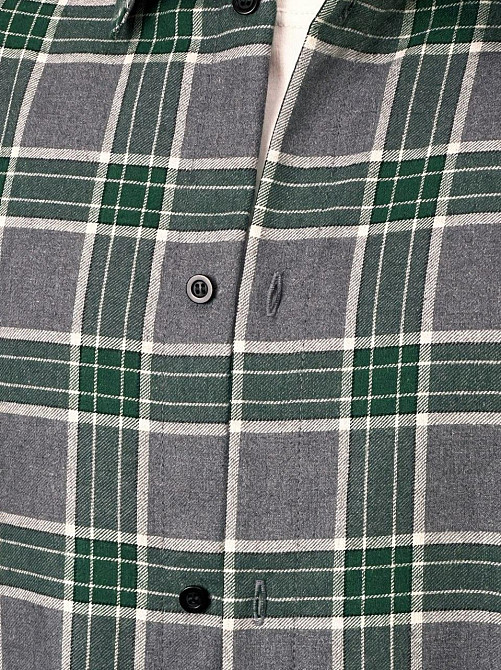 Чоловіча сорочка з манжетами на ґудзиках у карту вільна з довгим рукавом весна осінь для повсякденного носіння Pobedov зелена XL Одеса - фото 8
