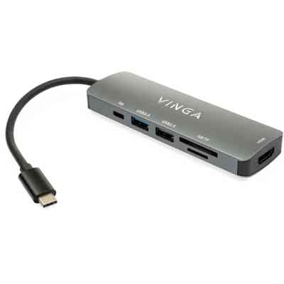 Концентратор Vinga USB Type-C 3.1 to HDMI+USB3.0+USB 2.0+SD/microSD+PD 6in1 (VHC6) Вінниця