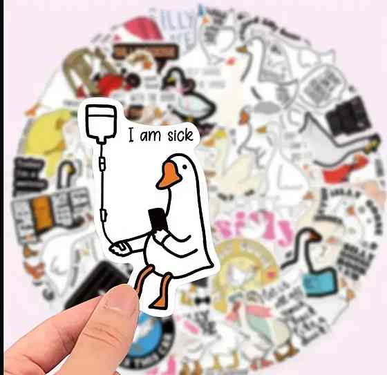 Набір наклейок (стикерів) Смішний Гусь (50 шт.), стикерпак Гусь Київ