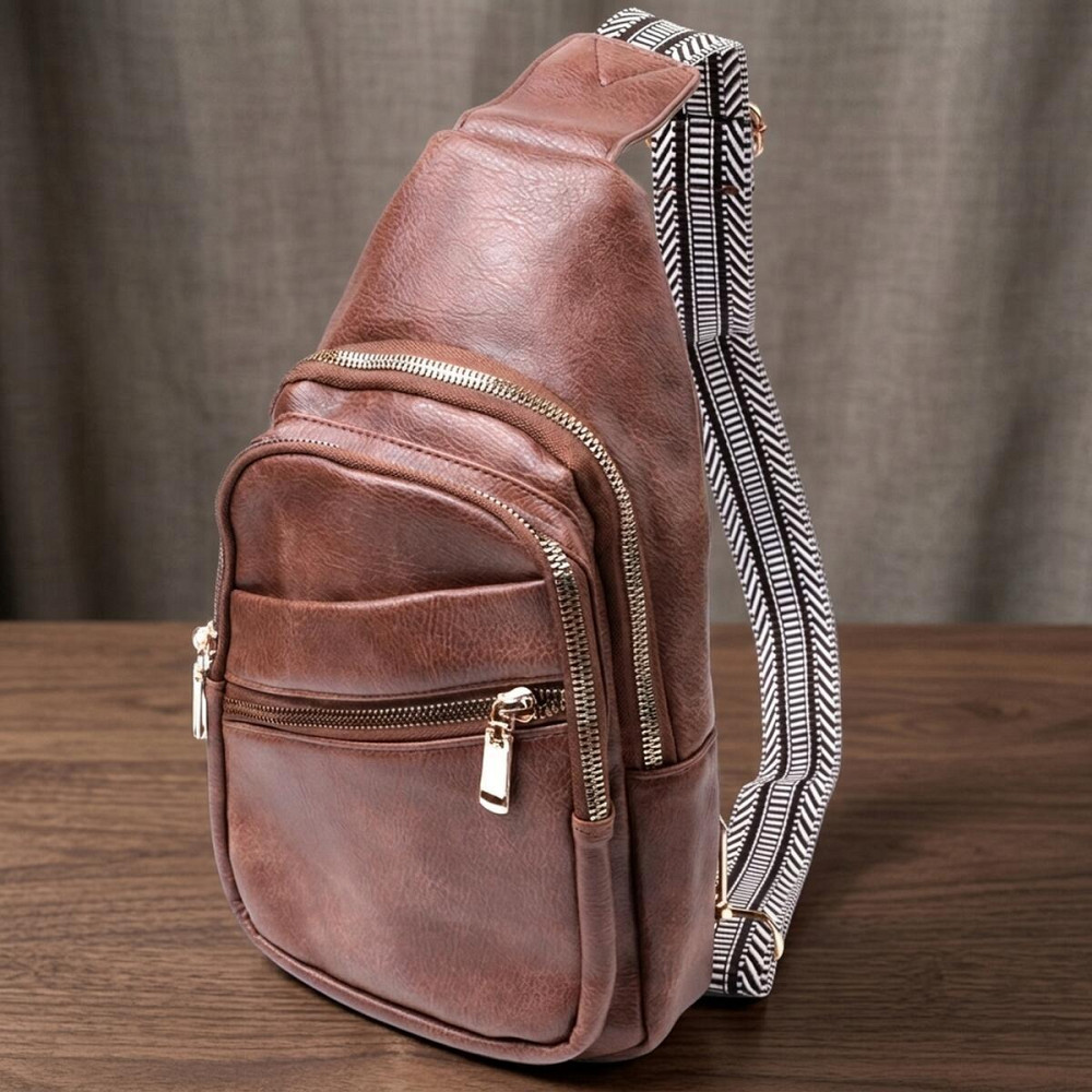 Модная женская сумка с одной лямкой через плечо из экокожи Vintage 22760 Коричневый Киев - изображение 11