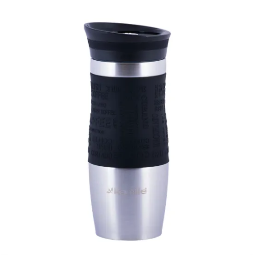 Термочашка 380мл з TPR вставкою нержавіюча сталь (чорний, червоний) KAMILLE 2069 Житомир - изображение 5