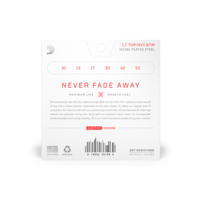 Струны для гитары D'Addario XS Coated Electric Guitar Strings Light Top / Heavy Bottom (10-52) (XSE1052) Винница - изображение 3