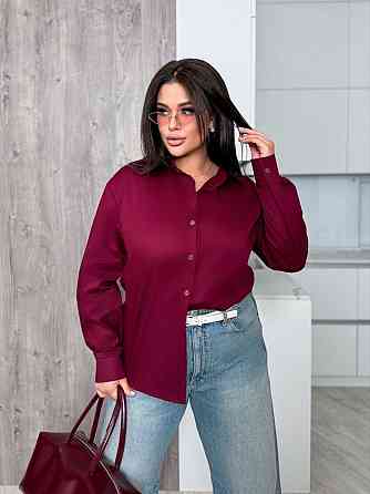 Жіноча базова оверсайз сорочка з котону Бургунді, 48/52 Одеса