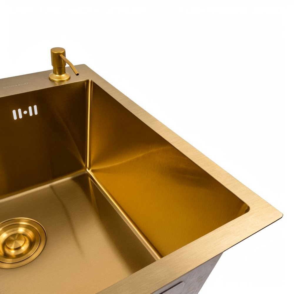 VALESO Кухонна мийка 50*50 PVD Gold Valeso Handmade (сифон круглий, 3,0/0,8) Киев - изображение 3