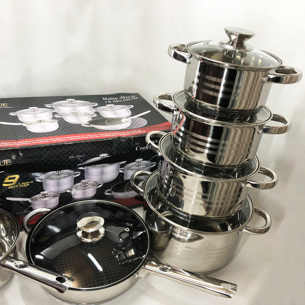 Набор кастрюль для плит UNIQUE UN-5037 12шт, Набор кастрюль-сотейников посуды для любых плит NF-22 Львов - изображение 7