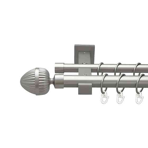 Карниз Orvit Одеон металевий дворядний техно гладка труба кільце металеве Сатин 25\19 мм 240 см (00-00026415) Львов