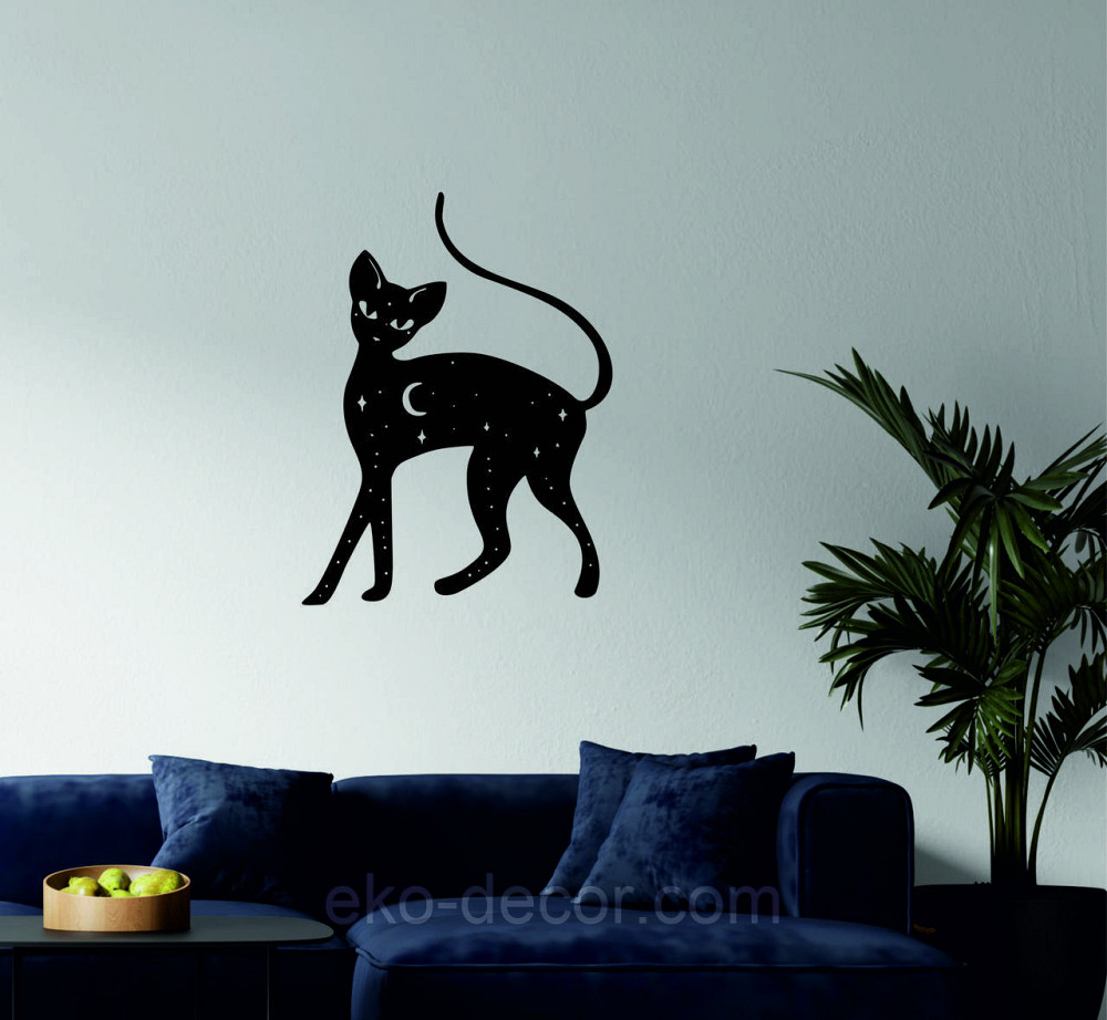 Декоративное настенное 3D Панно «Кот» Декор на стену с объемом 110*82 см, Черный Киев - изображение 2