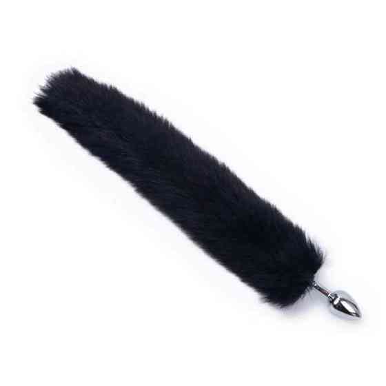 Анальная пробка с лисьим хвостиком - Чёрный – Анальные игрушки Винница