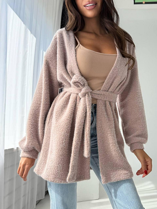 Женский повседневный стильный кардиган из ткани ангора пушистик Мокко Одесса - изображение 1