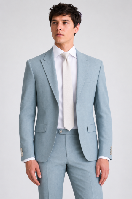 Мужской однобортный костюмный пиджак Moss London светло голубой, с шерстью 38R, EU 48 Киев - изображение 2