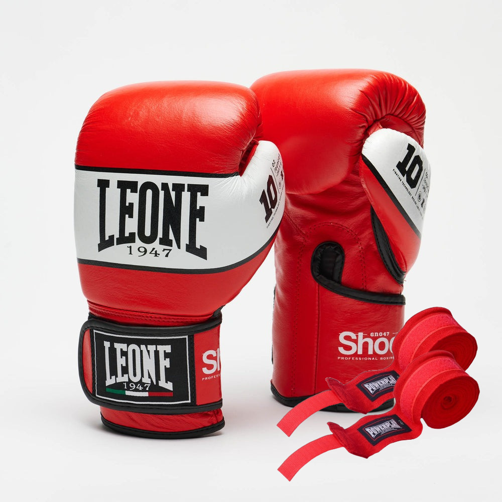 Боксерські рукавиці Leone GN047 SHOCK Red 12 унцій (бинти 4 м. в комплекті) Каменское - изображение 1