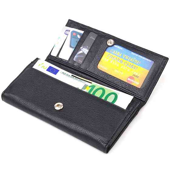 Класичний жіночий гаманець із натуральної шкіри CANPELLINI 21657 Чорний Київ