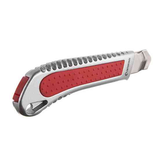 Нож сегментный, 18 мм, металлическая направляющая, противоскользящий корпус INTERTOOL HT-0504 Киев