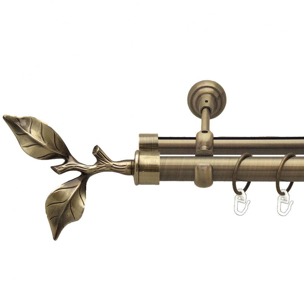 Карниз Orvit Листок Троянди металевий дворядний опозитний гладка \ профільна труба кільце металеве Антик 25\19 мм 200 см (7524097) Львів - фото 1