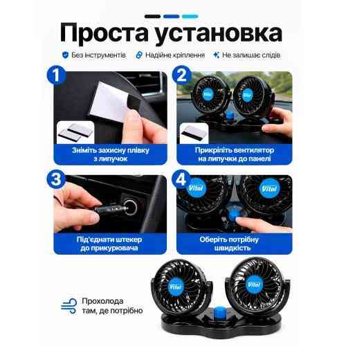 Вентилятор HX-T303-1 4" 12V 6.5W подвійний дві швидкості Ковель