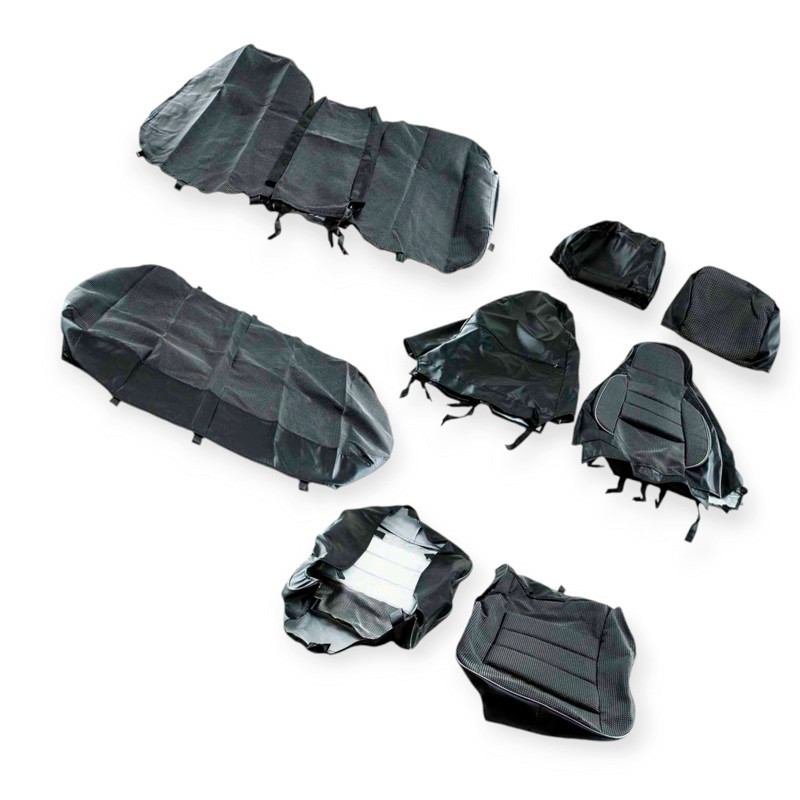 Чохли ваз 2110 "пілот" сірі шкірозамінник+тканина салону Мукачево - фото 1