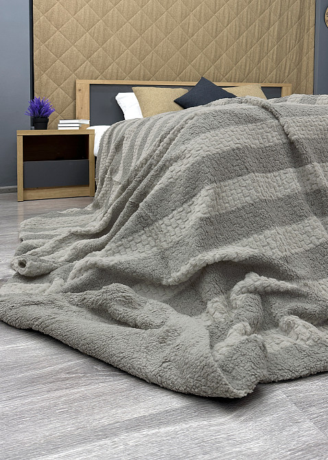 Плед 200х230 см (+-10см) Рогожка на овчине 