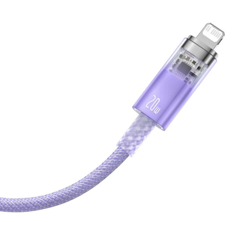 Кабель Baseus Explorer Series Fast Charging Cable with Smart Temperature Control Type-C to iP 20W 1m Purple Київ - фото 3