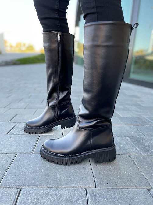 Чоботи жіночі Львів чорні натуральна шкіра зима высота 36см обхват 37-38см подошва 3/5см (4828) Коломия - фото 7