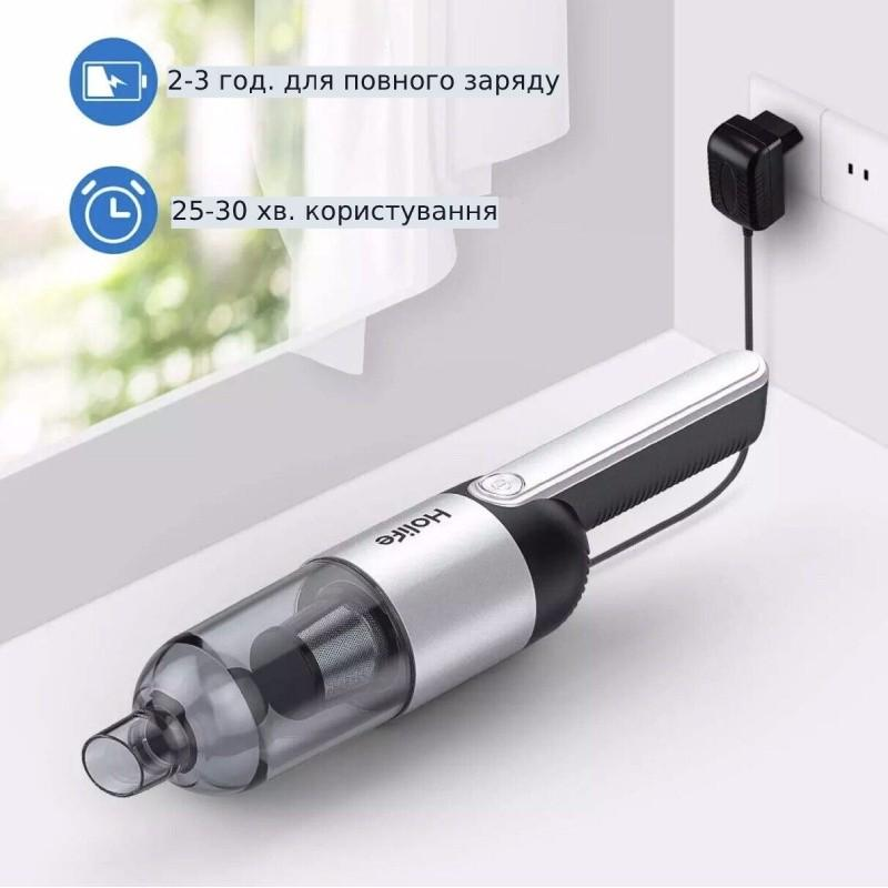 Бездротовий ручний пилосос Holife HM555A Silver (90 Вт, 7 кПа, HEPA, 2200 мАг) акумуляторний міні-пилосос для дому та авто Київ - фото 2