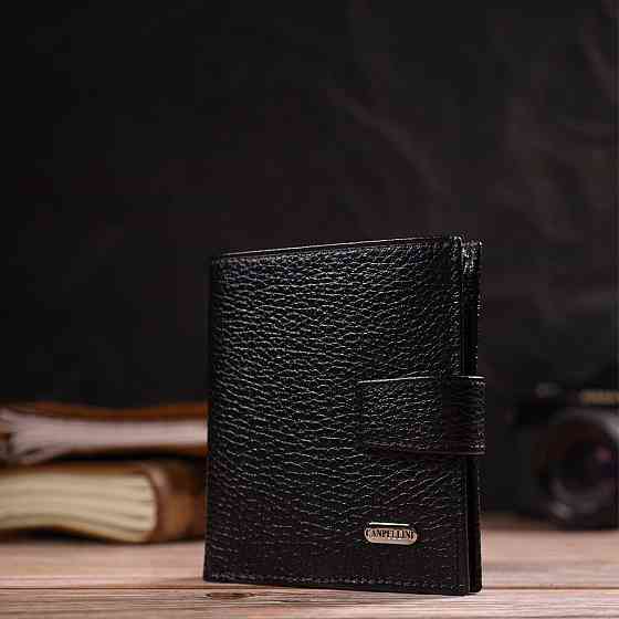 Стильный мужской бумажник в комбинации двух цветов из натуральной зернистой кожи (CANPELLINI) Киев