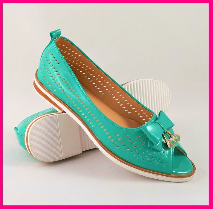 . Жіночі Балетки Літні Бірюзові Мокасини Туфлі (розміри: 38) — 11 Дніпро - фото 9