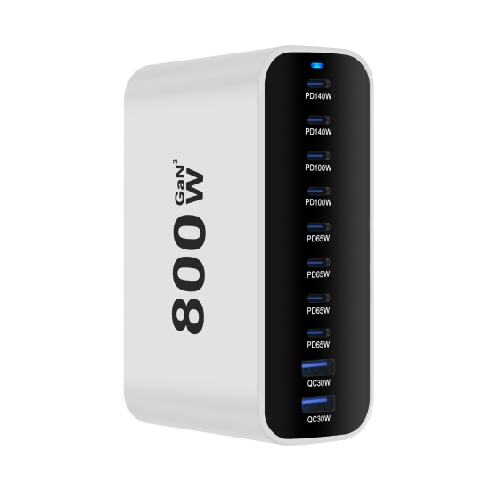 Мережевий зарядний пристрій GAN3 Pro YMS-615-800W (8Type-C 140-65W+2USBQC3.0-30W) Білий Київ