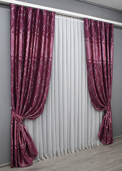 Комплект готовых штор VR-Textil Софт Лиана № 459ш Малиновый 100х270 см 2 шт (31-810) Киев - изображение 3