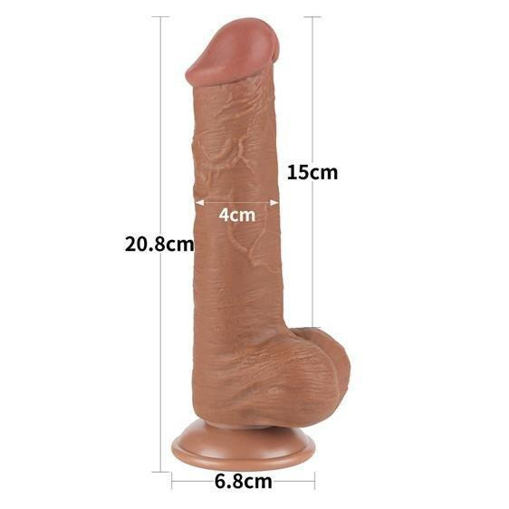 Фалоімітатор - Sliding-Skin Dual Layer Dong 8" Brown Sex Aura Київ - фото 3