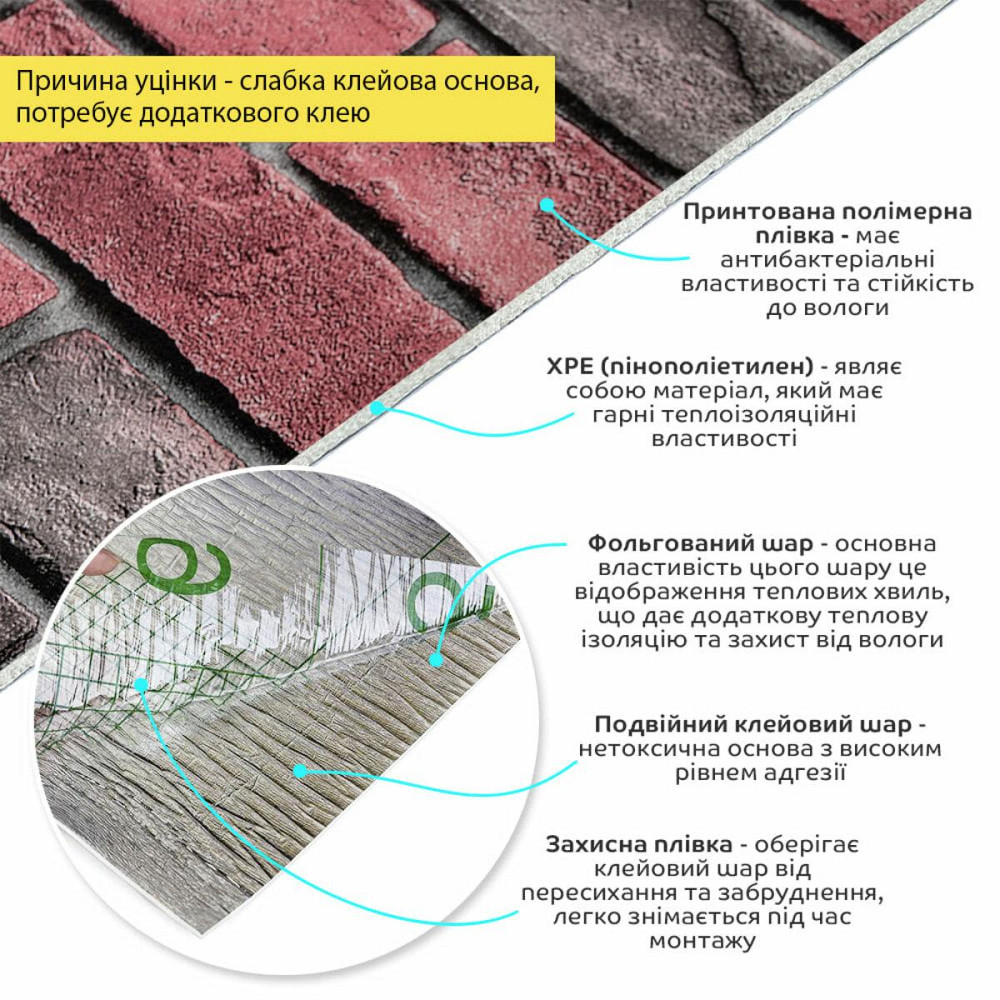 Уценка Обои самоклеющиеся 2800х500х1,5мм Красный екатеринославский кирпич (D) SW-00003389 Днепр - изображение 2