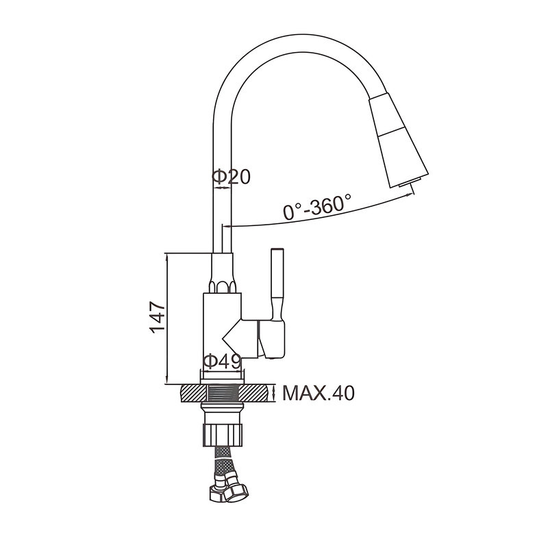 Смеситель для кухни Zerix ATRIUM-011-T REFL.BLACK (Цвет хром+силик.вылив черный) (ZX4720) Киев - изображение 6