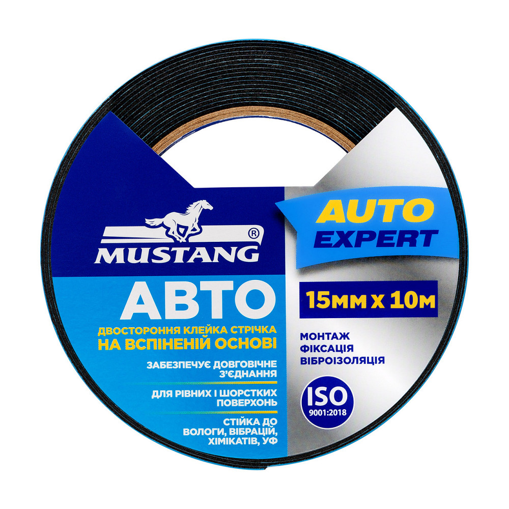 Двостороння клейка стрічка на спіненій основі АВТО MUSTANG 12мм х 5м Рівне - фото 1