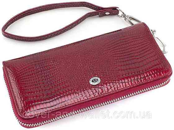 Красный лаковый женский кошелек на молнии из кожи ST Leather S4001A Киев