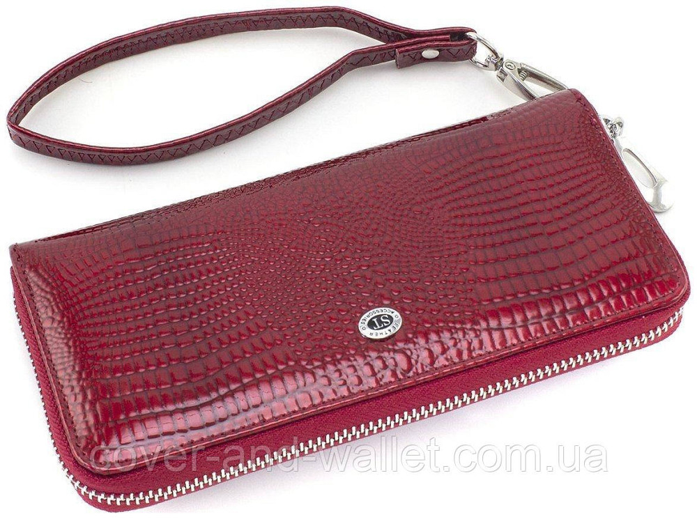 Червоний лаковий жіночий гаманець на блискавці зі шкіри ST Leather S4001A Київ - фото 2