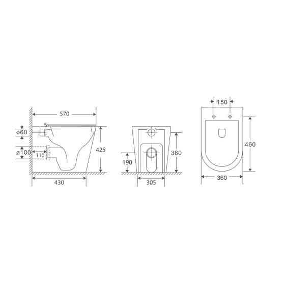 Унітаз підлоговий безбачковий MIXXUS PREMIUM BEVEL-0701-T1 580х365х430mm, система змиву TORNADO 1.0  ( MP6597 ) 39376 Харків