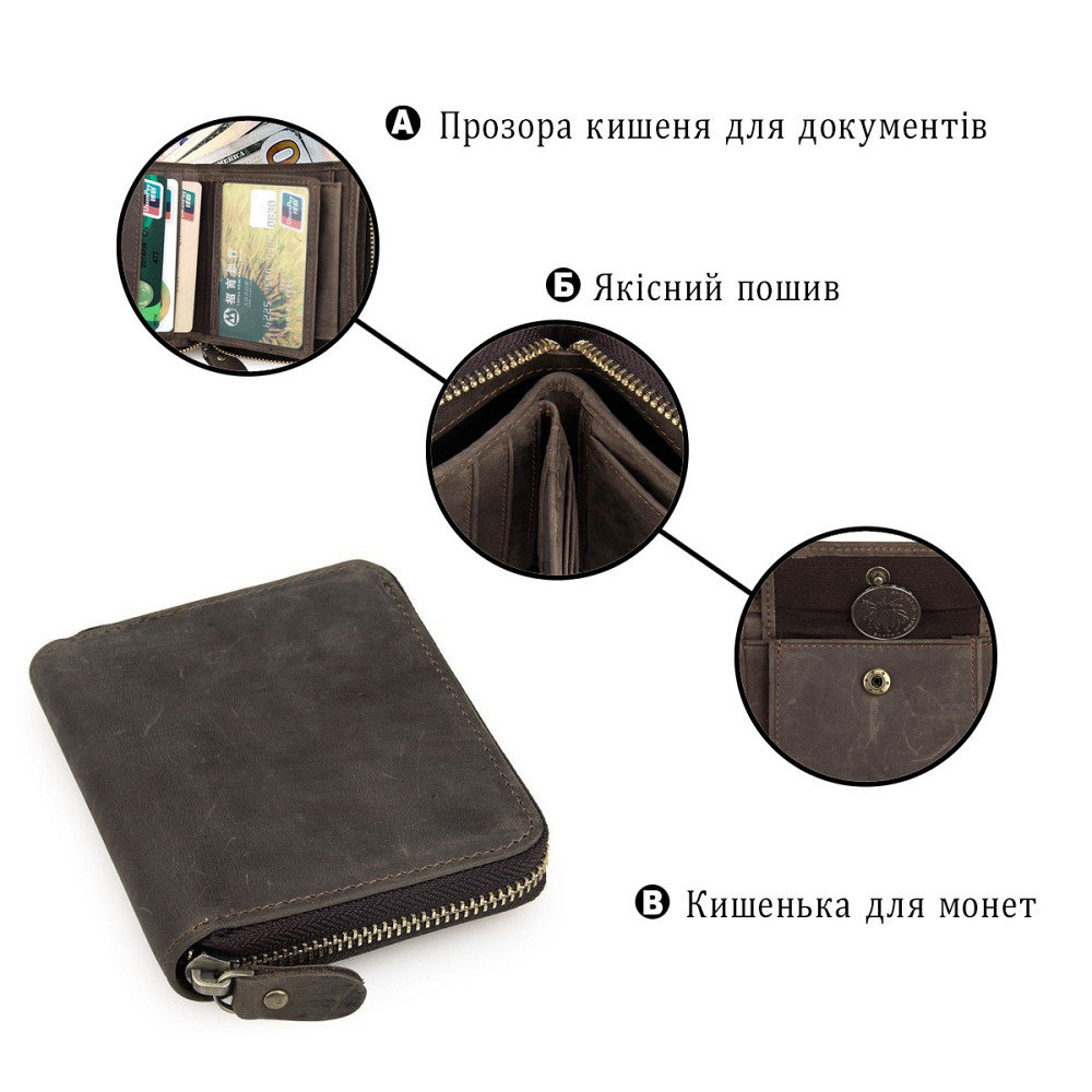 Кошелек мужской Коричневый (Vintage) Киев - изображение 8