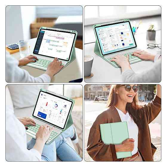 Чохол-клавіатура IVEOPPE для iPad Air 13 M4 M3 M2 м'ятний Bluetooth магнітна знімна QWERTZ підсвітка 450mAh 1мм 3 положення Київ