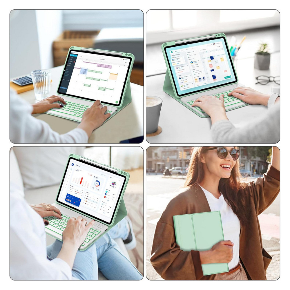 Чохол-клавіатура IVEOPPE для iPad Air 13 M4 M3 M2 м'ятний Bluetooth магнітна знімна QWERTZ підсвітка 450mAh 1мм 3 положення Київ - фото 6