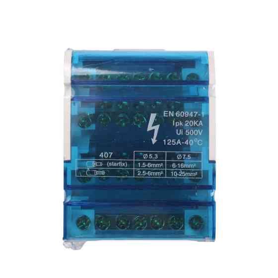 Шина нулевая в корпусе (кросс-модуль) 4х7, 125A Днепр