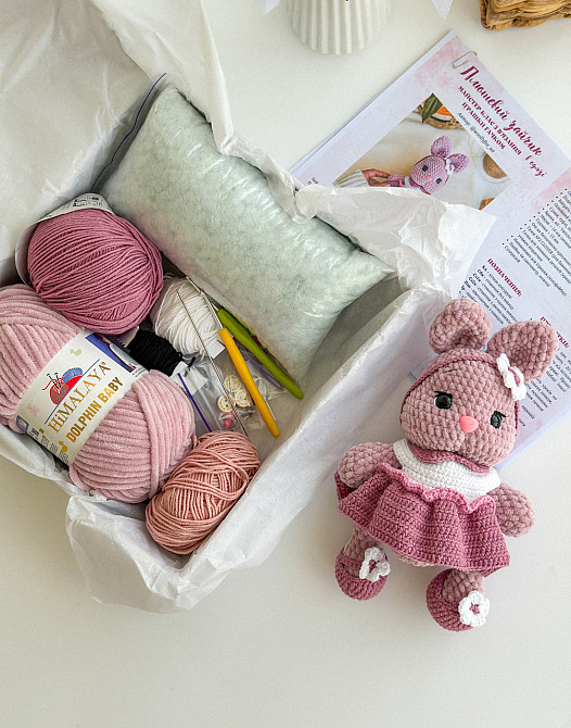Набор для вязания крючком Зайка в платье 23 см. Киев - изображение 5