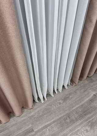 Шторна тканина льон-блекаут рогожка, колекція "Льон Мішковина" колір пудровий 1069ш Київ