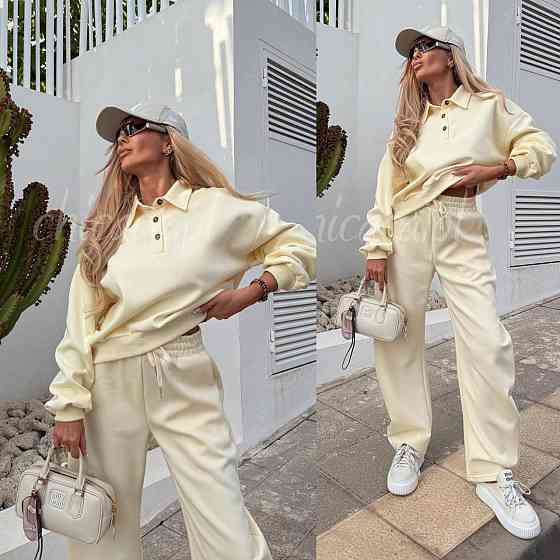 Женский стильный повседневный костюм из жатки  турецкая двухнить Лимонный, 46/48 Одесса