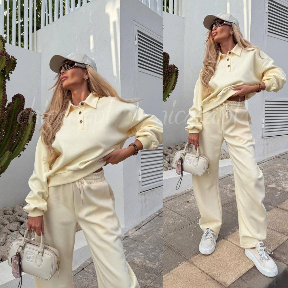 Женский стильный повседневный костюм из жатки  турецкая двухнить Лимонный, 46/48 Одесса - изображение 1