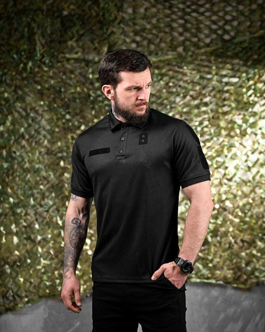 Тактическая футболка PATRIOT поло полиция черная  ВТ7422 Одесса - изображение 1