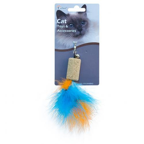 Іграшка Eastland з пір'ям для котів, пробкове дерево, 4х2.2 см Київ - фото 1