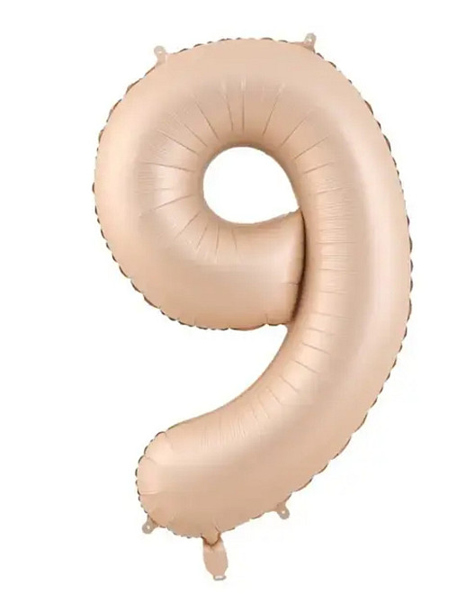 Цифра фольгирована 9 карамельная  32