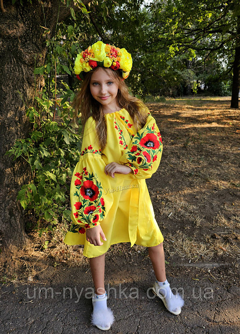 Платье вышиванка желтая с маками для девочки Кривой Рог - изображение 2