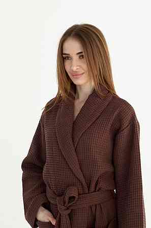 Женский вафельный халат Ideal Textile длинный Коричневый (56860624) 3XL Черновцы