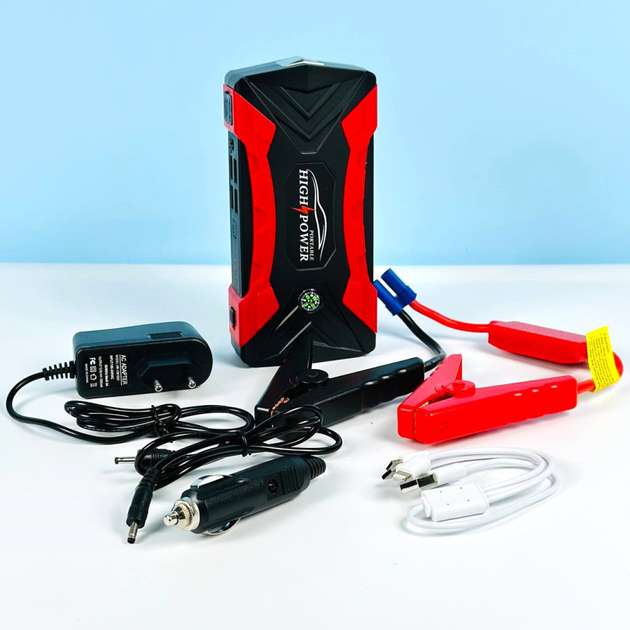 Пускозарядний пристрій бустер Jump Starter QY33 99800mAh 4 USB Чорно-червоний Вінниця - фото 7