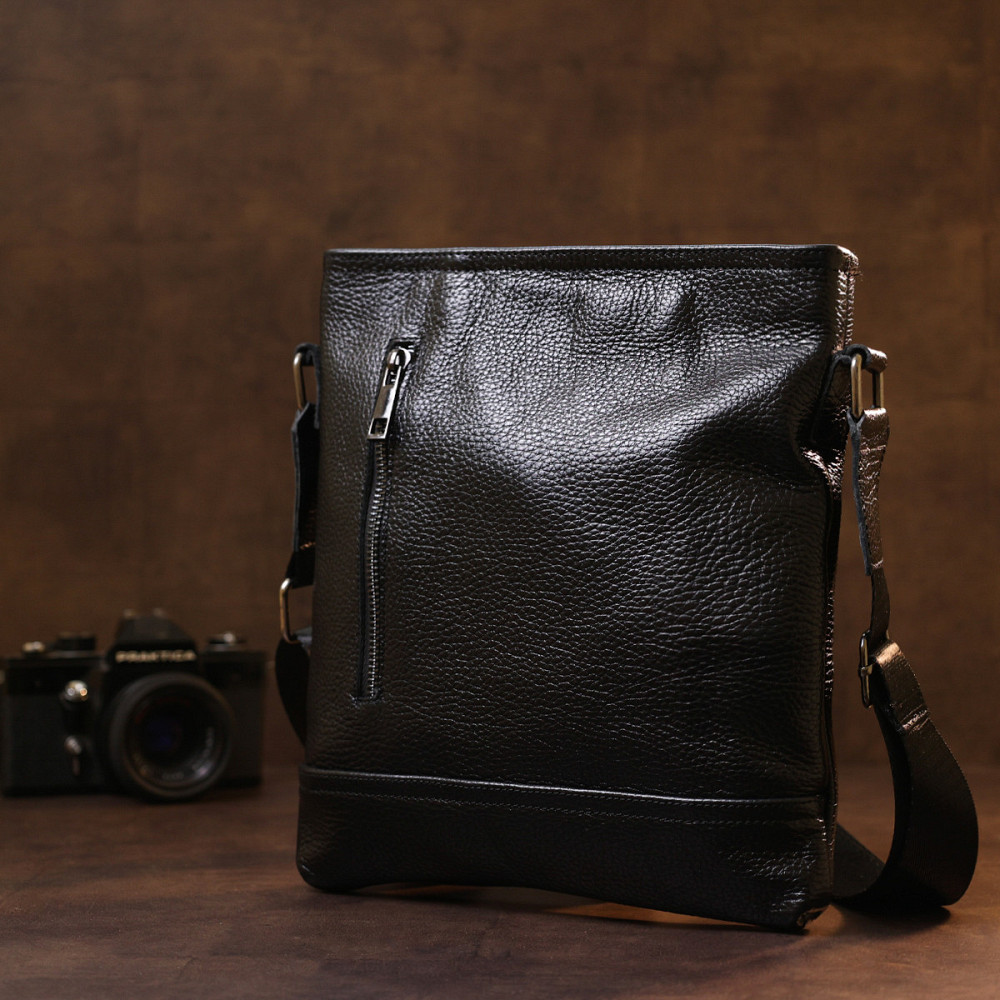 Кожаная стильная мужская сумка через плечо SHVIGEL 11604 Черный Киев - изображение 3